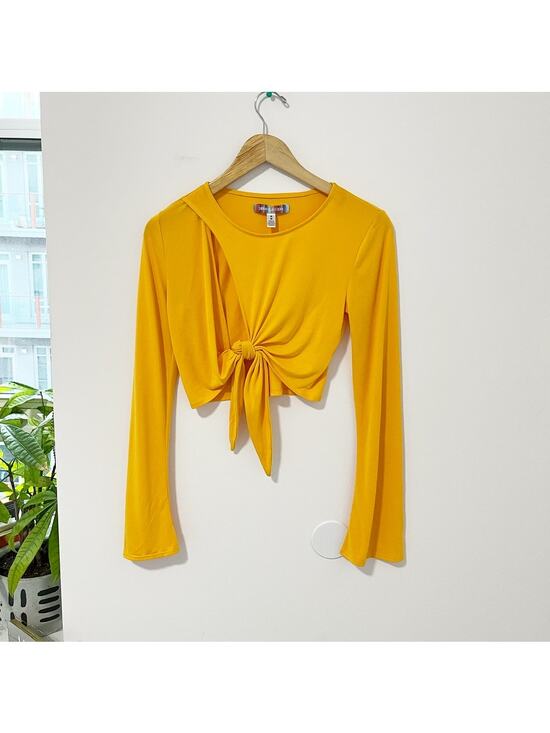 Urban Outfitters Tops - Urban Outfitters Yellow Tie Cutout Crop Top Size Medium